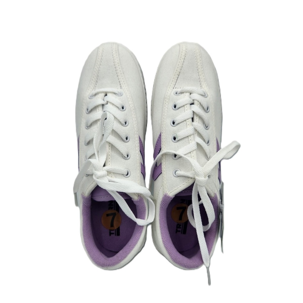 Tretorn Nylite Canvas Sneakers Women 7 White Purple Low Top Lace Up Ortholite